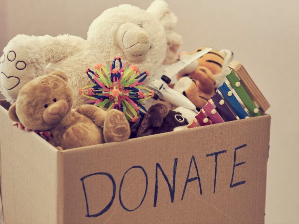 a box of toy donations