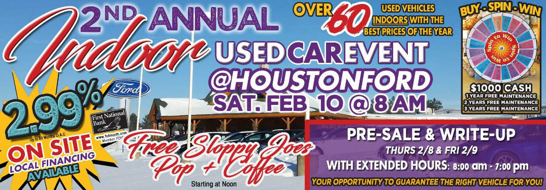 Indoor Used Car Event at Houston Ford Features Best Prices of the Year!