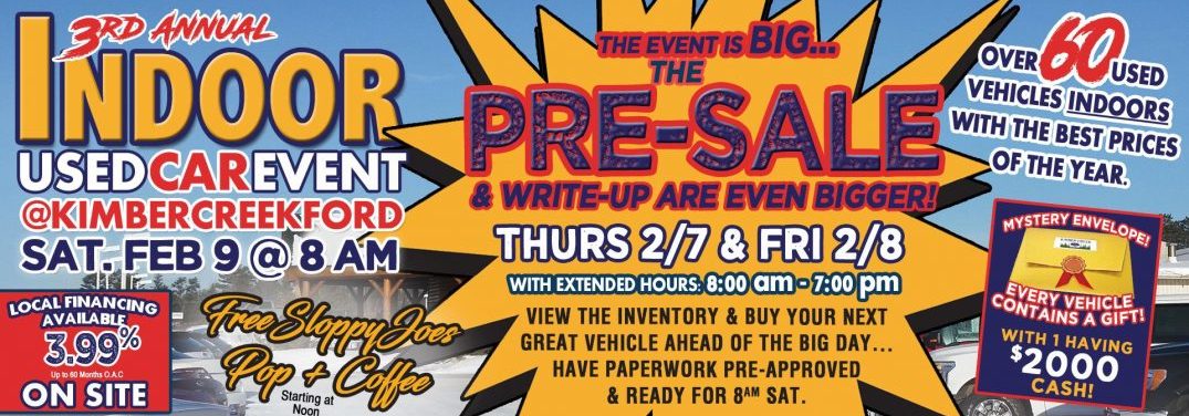 Third Annual Used Car Event at Kimber Creek Ford Features the Best Prices of the Year!