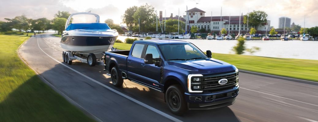 2026 Ford Super Duty towing a boat