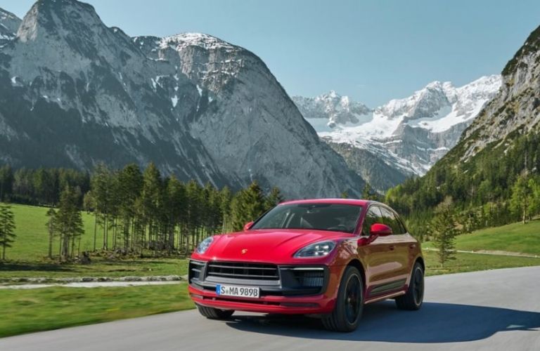 2022 Porsche Macan Red on the road