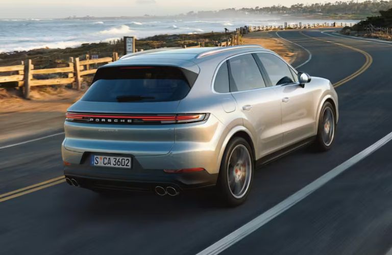 Rear view of the 2026 Porsche Cayenne GTS Gray