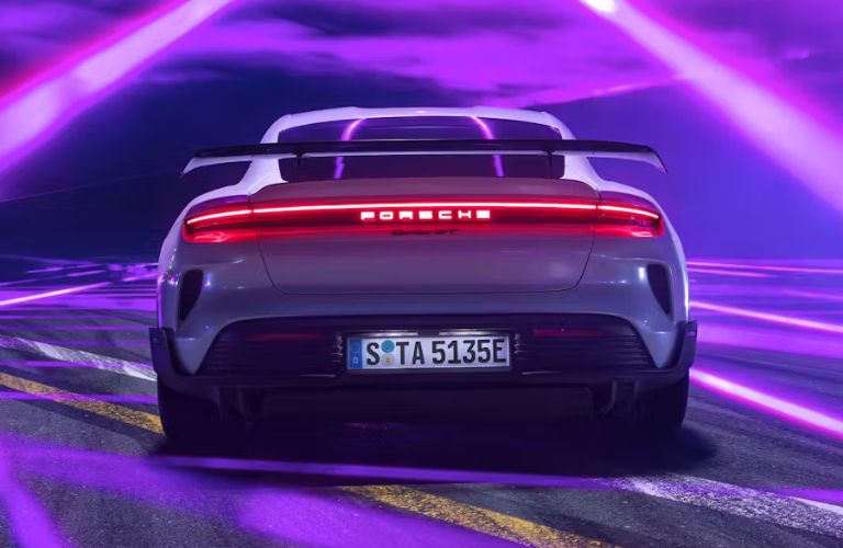 Rear view of the 2025 Porsche Taycan