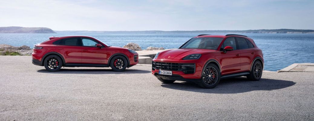 Two 2025 Porsche Cayenne GTS side by side