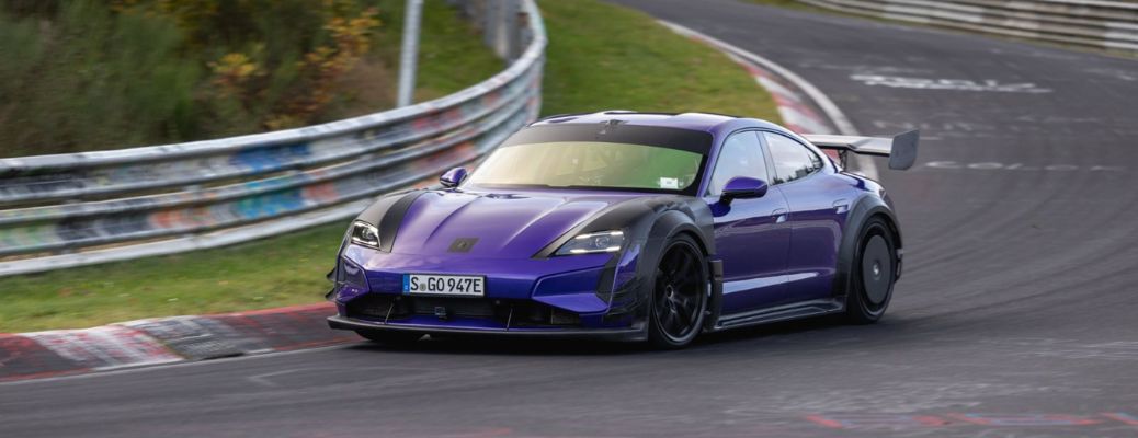 Porsche Taycan Turbo GT with Weissach Package exterior front side view