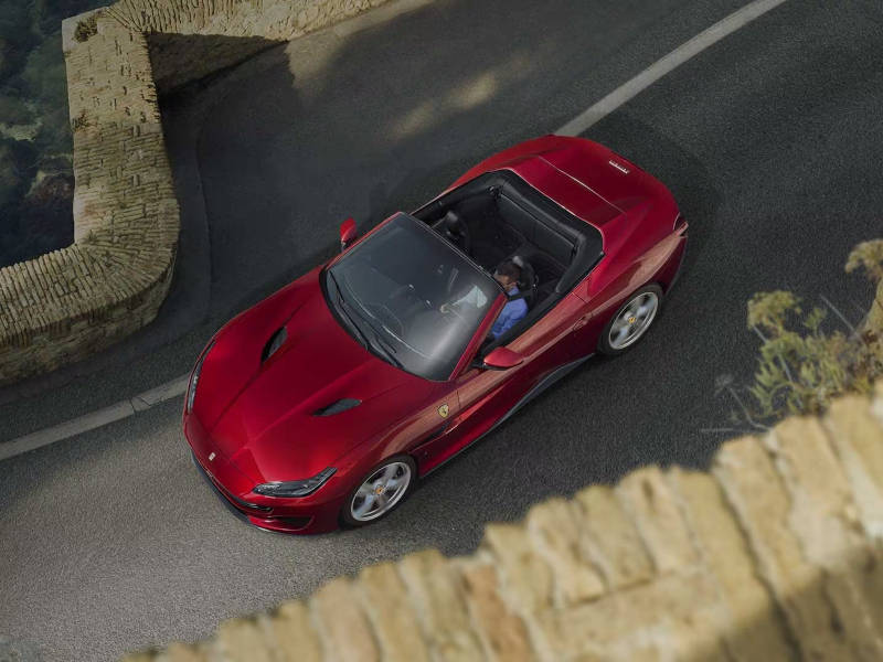 A top-down view of the Ferrari Portofino