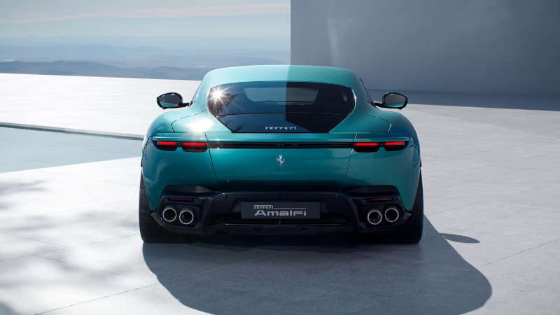 A rear exterior view of the 2026 Ferrari Amalfi
