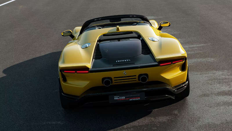 A rear exterior view of the Ferrari 849 Testarossa Spider