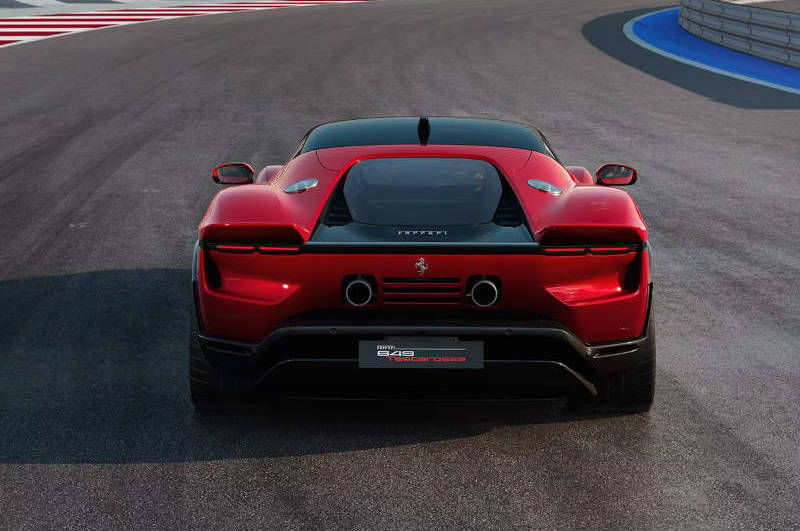 A rear exterior view of the 2026 Ferrari 849 Testarossa
