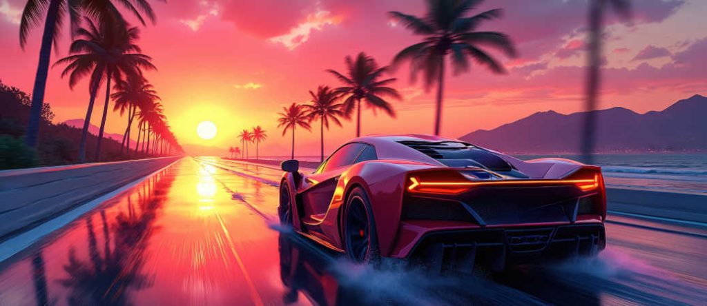 A supercar on one of the best routes to Spring Break