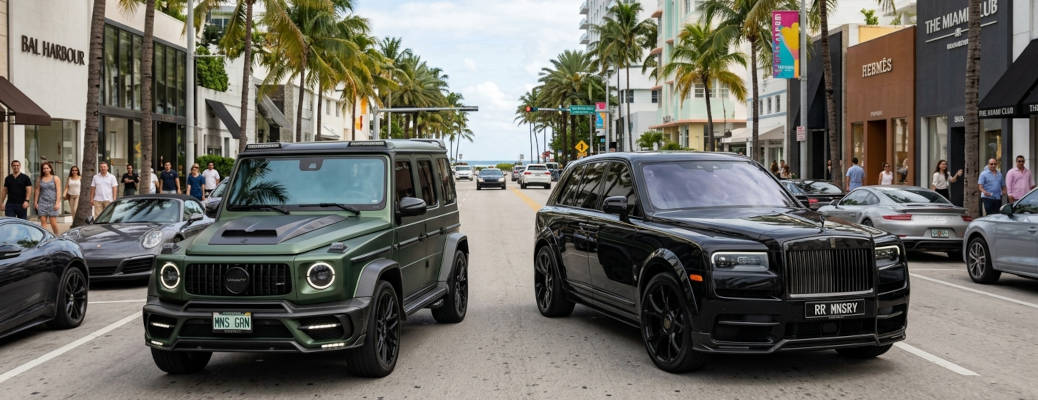 The Mansory G-Wagon and Mansory Cullinan - two of the most popular super SUVs in Miami