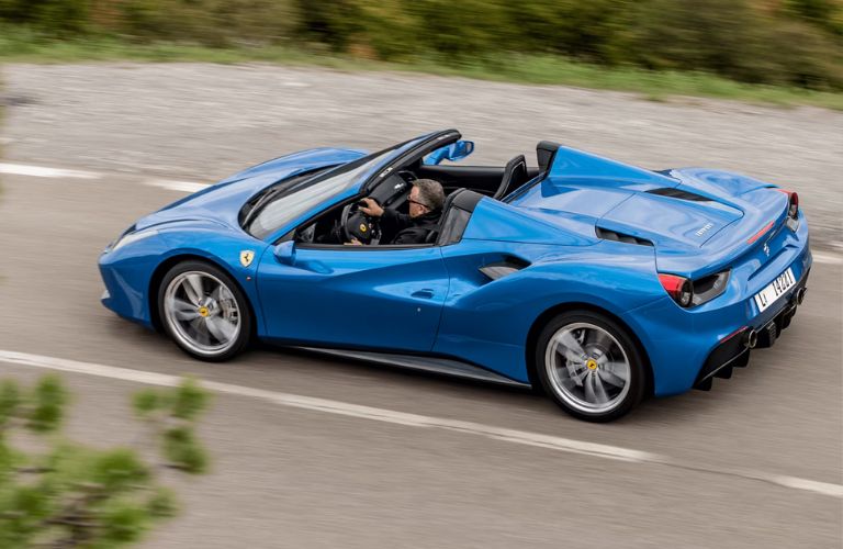 Ferrari 488 Spider Blue on the road