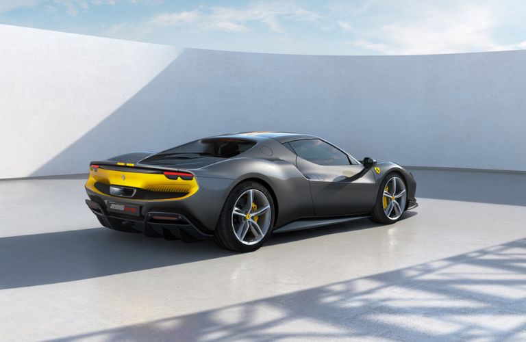 Rear view of the Ferrari 296 GTB Gray