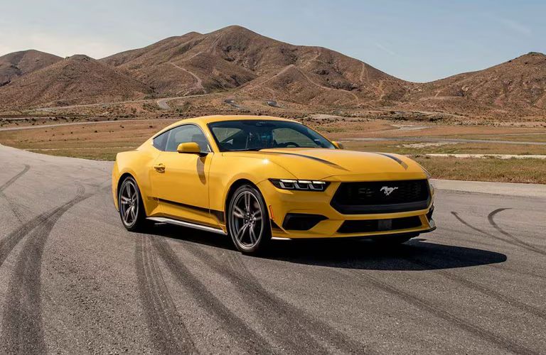 Front-quarter view of the 2024 Ford Mustang EcoBoost® Fastback Yellow