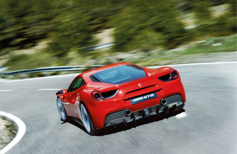 Rear view of the Ferrari 488 GTB Red