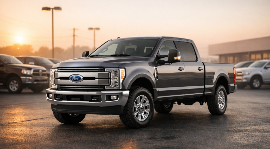 Used diesel pickup truck parked at North Texas Truck Stop in Texas