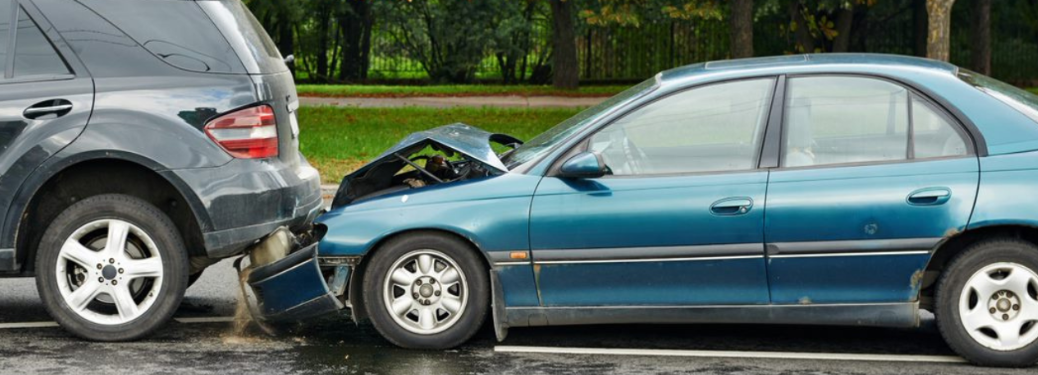 A close up of car accident