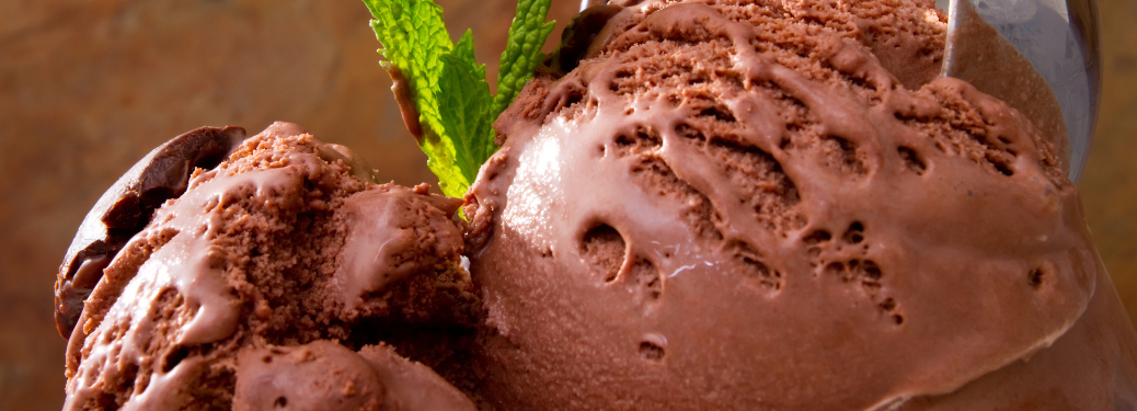 A close up of chocolate ice cream