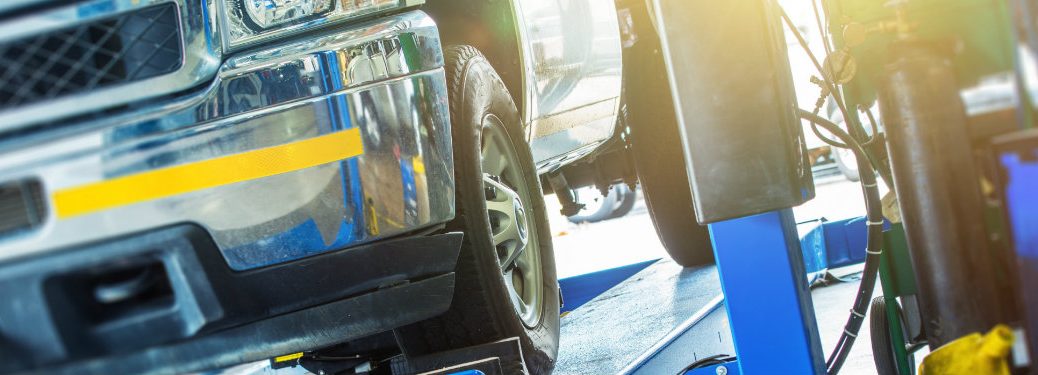 tire view of a truck or SUV during a wheel alignment