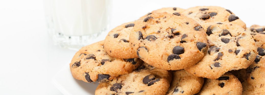 chocolate chip cookies and milk