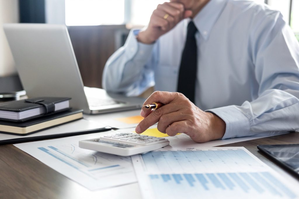 Person using a calculator