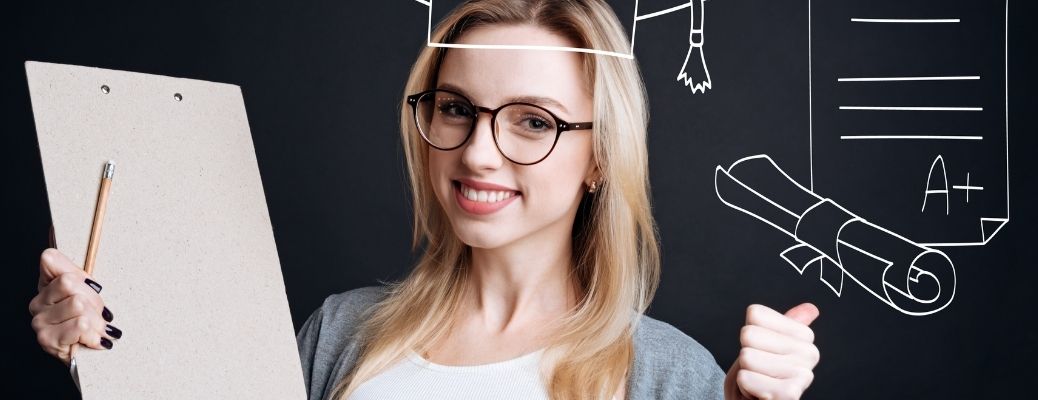 A woman holding a clipboard