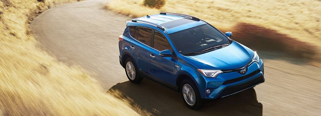 Top angle view of the 2017 Toyota RAV4 on the road