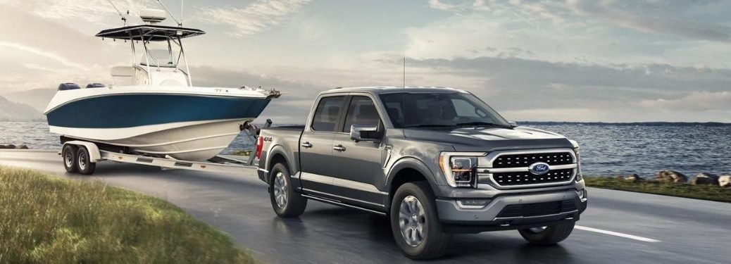 2021 Ford F-150 towing a boat