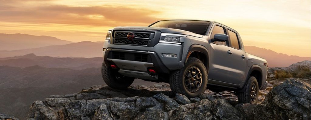 Nissan Frontier truck front and side view