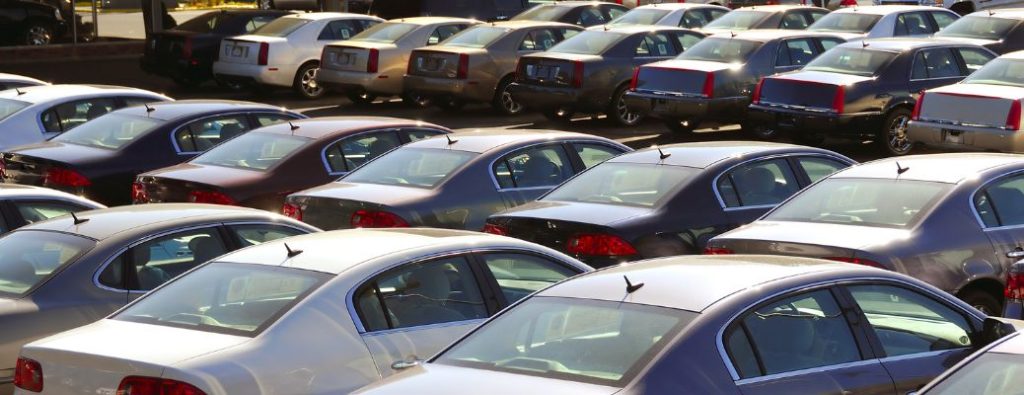 a car lot with used cars