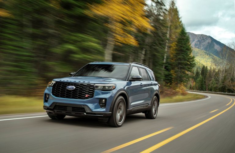 Ford Explorer driving on a curved road