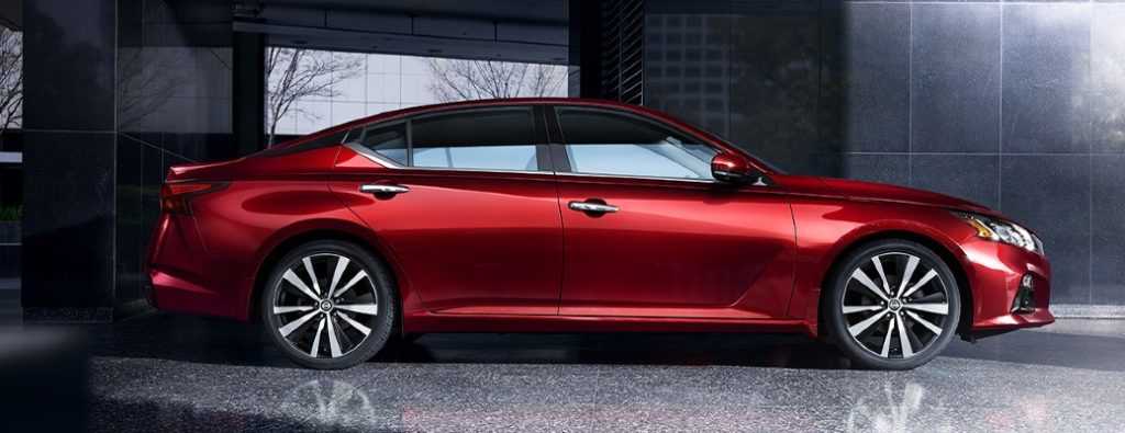 Nissan Altima side view in red