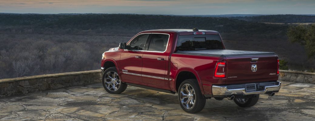 A left rear quarter photo of the 2020 Ram 1500.