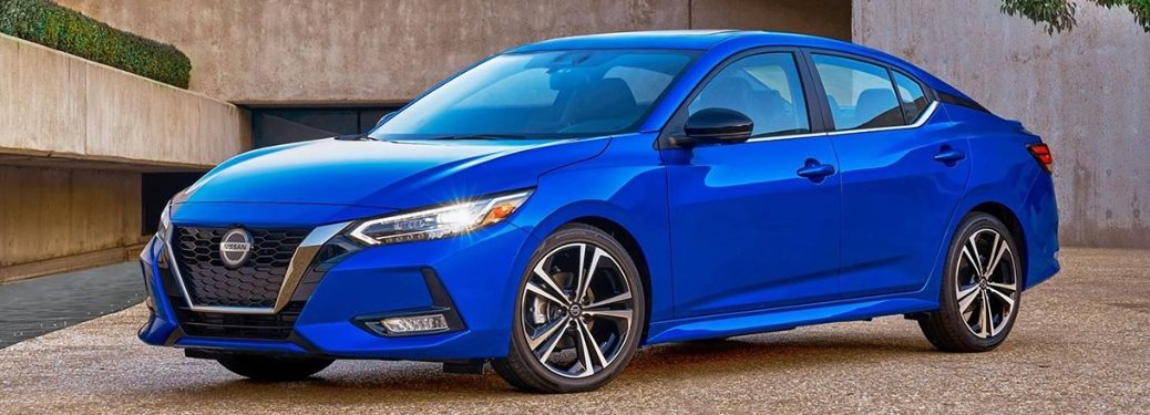 2020 Nissan Sentra parked in front of a brick wall