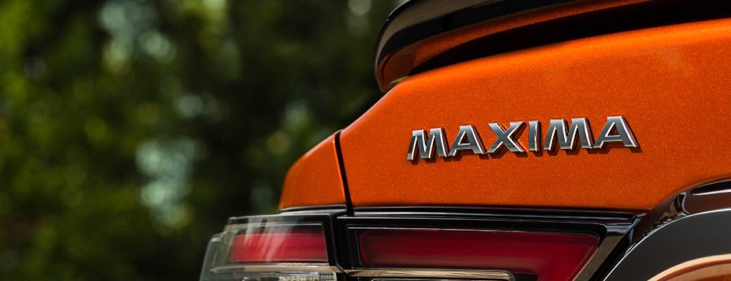 A photo of the Maxima badge used by the 2020 Nissan Maxima.