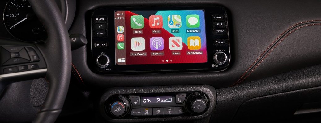 A photo of the touchscreen used in the 2021 Nissan Kicks.