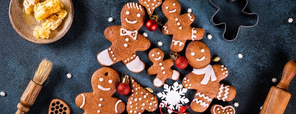 View of gingerbread Christmas cookies