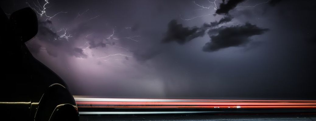 Car in thunderstorm