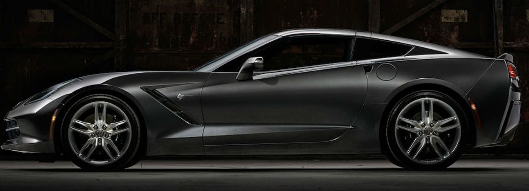 Driver's side exterior view of a black 2018 Chevy Corvette Stingray