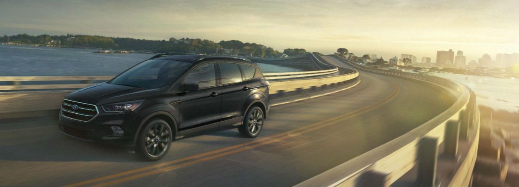 Front exterior view of a black 2018 Ford Escape