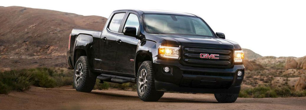 Front exterior view of a black 2018 GMC Canyon