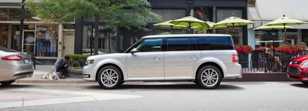 Driver side exterior view of a gray 2019 Ford Flex