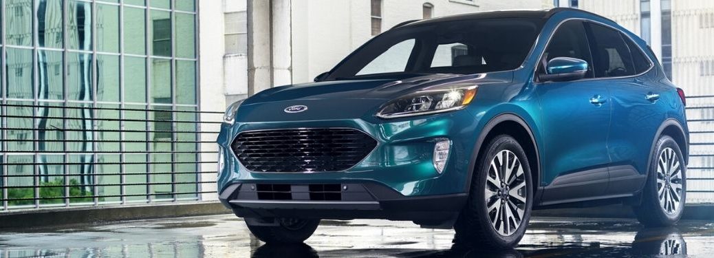 2020 Ford Escape Titanium trim level from front drivers side parked in parking garage