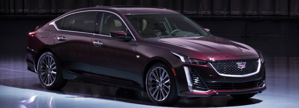 2020 Cadillac CT5 Premium Luxury maroon exterior front fascia passenger side