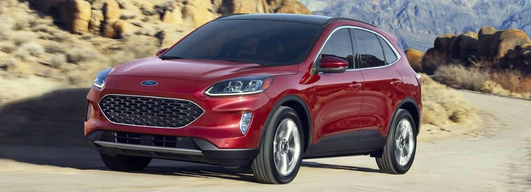 2020 Ford Escape red exterior front fascia driver side driving on desert road