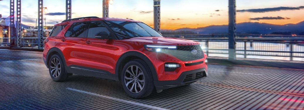 2020 Explorer driving over a bridge