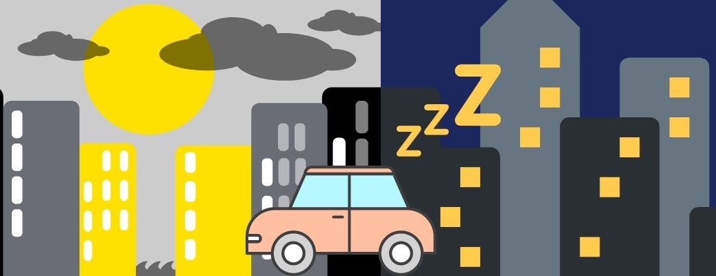 A car sleeps in a city