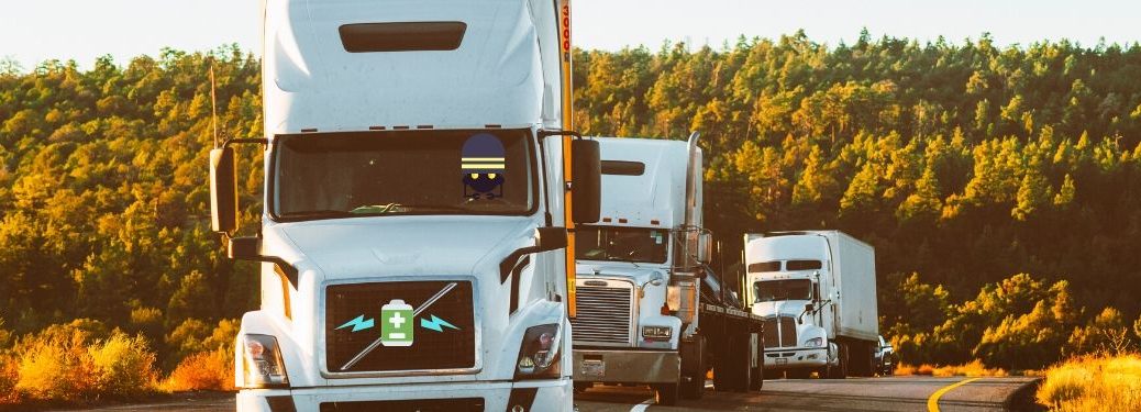 A robot drives an electric semi truck