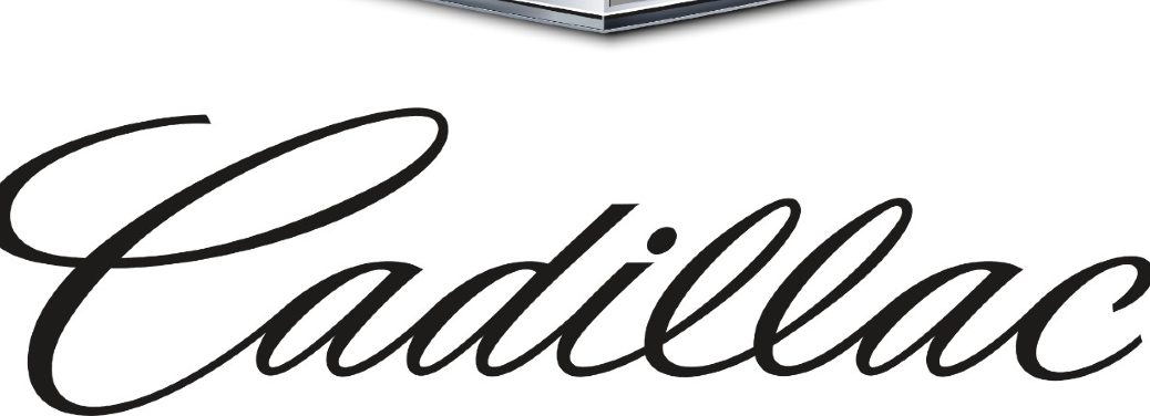 The word Cadillac scrawled on a white background