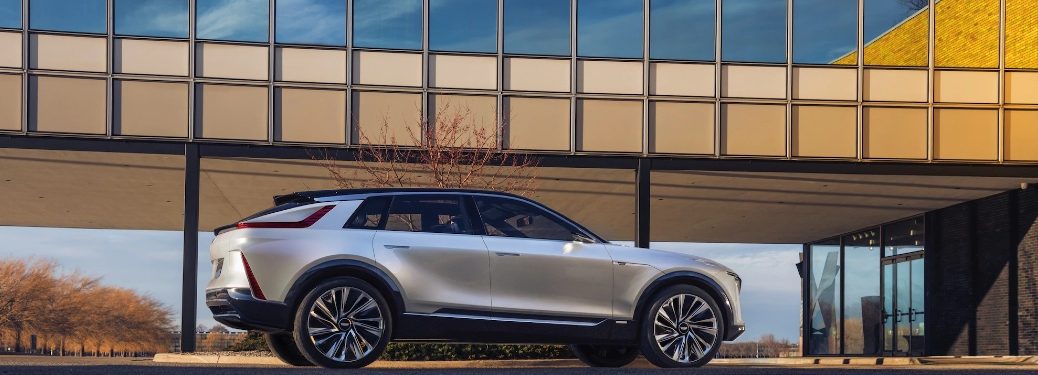 A Cadillac LYRIQ viewed from the side.